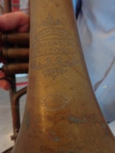 details of old trombone